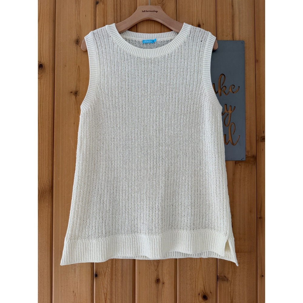 J.McLaughlin Crewneck Alto Sleeveless Pullover Sweater in Cream Size Large